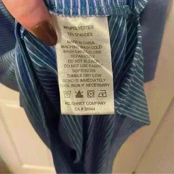 Foot Joy Golf Polo Performance Logo Blue Striped Mens Size 2XL XXL - Picture 6 of 9